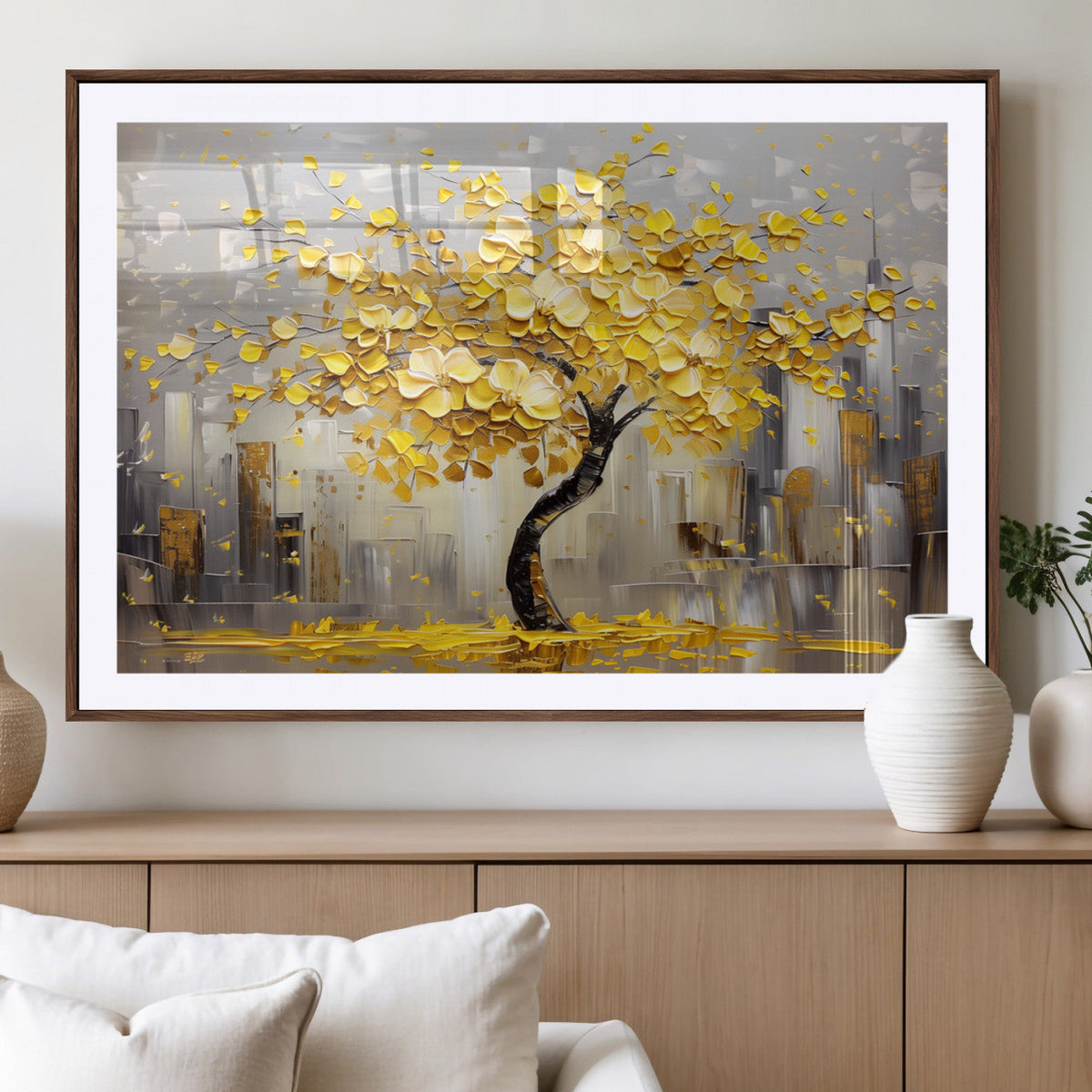 Golden Tree Canvas Print | Abstract Wall Art for Modern