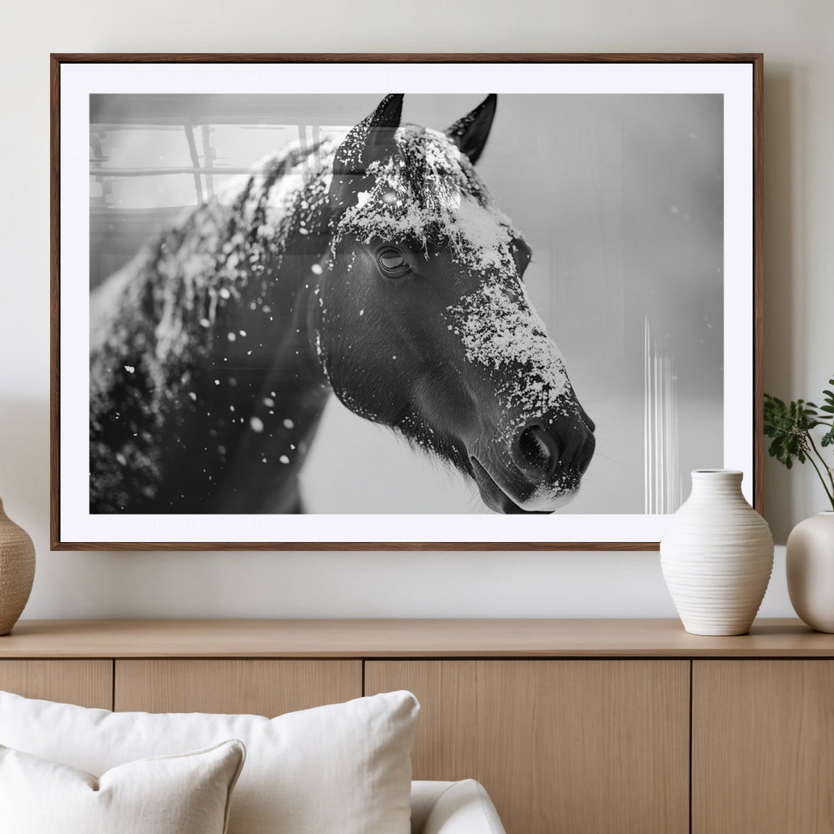 Horse Canvas Print - Winter Horse Snow Wall Art Canvas Print