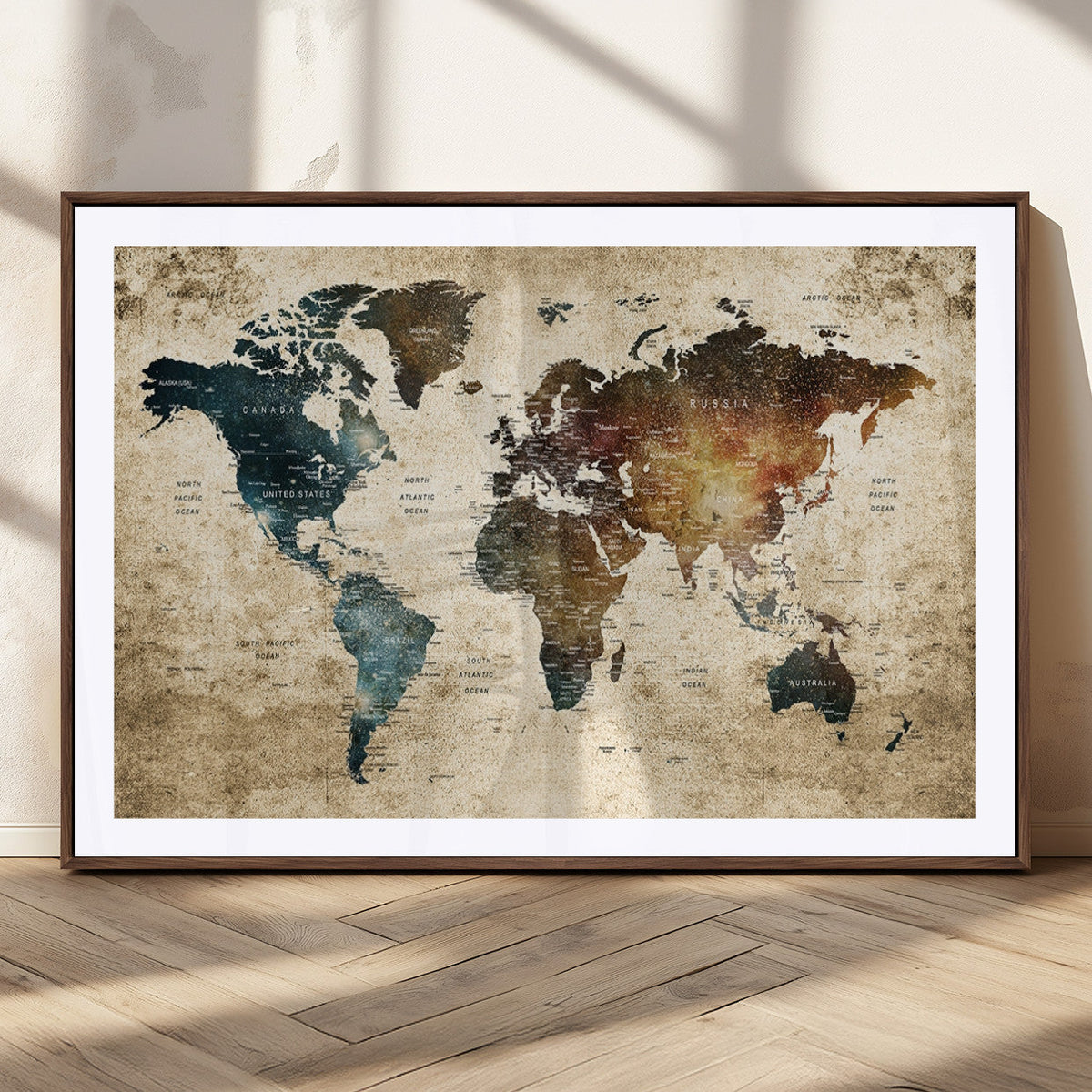 World Map Canvas Print – Detailed Map of the World Wall Art