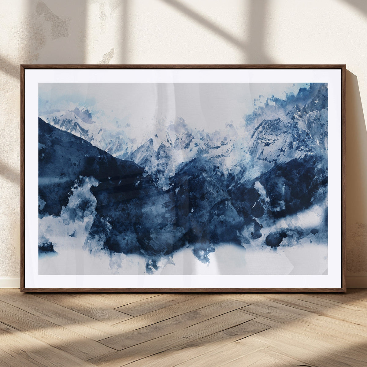 Abstract Blue Mountain Canvas Wall Art – Modern Triptych