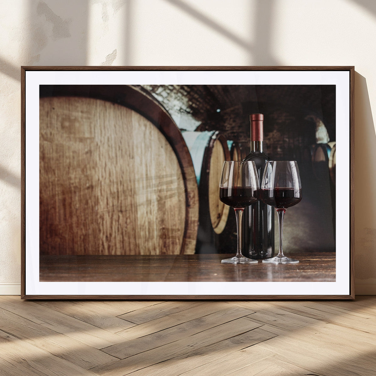 Wine and Barrel Wall Art Canvas Print
