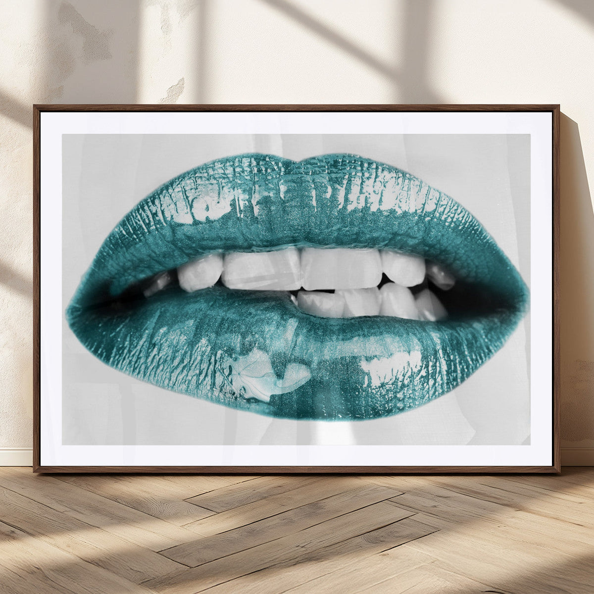 Blue Lips Wall Art Canvas Print