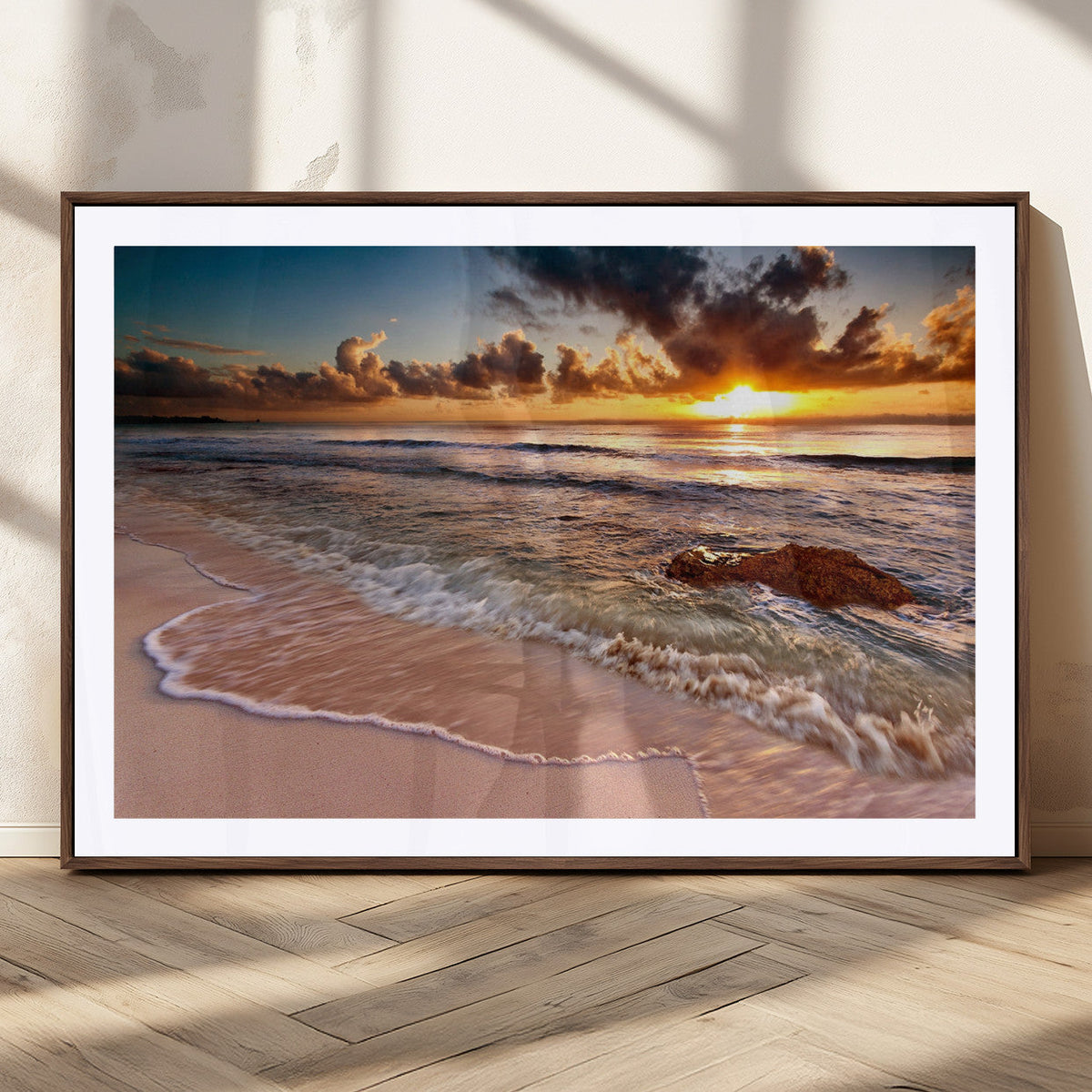 Sunset on Ocean Wall Art Canvas Print