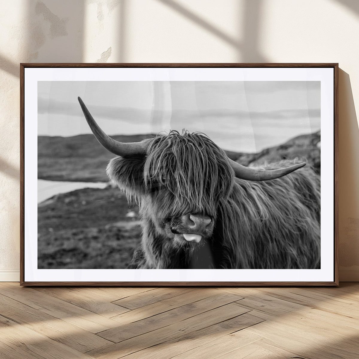 Longhorn Steer Canvas Print Wall Art, Highland Cow Canvas