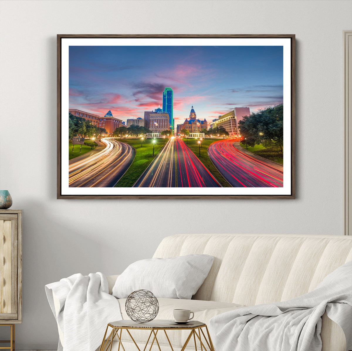 Dallas City Lights Large Wall Art Dallas Cityscape Canvas