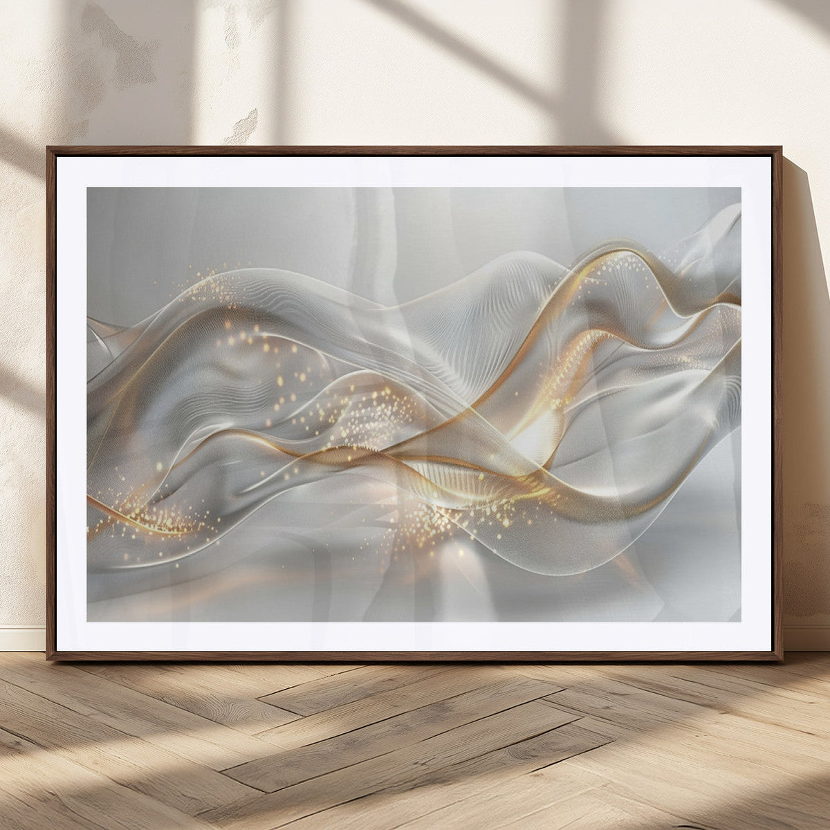 Abstract art Grey and Gold Lines Wall Art