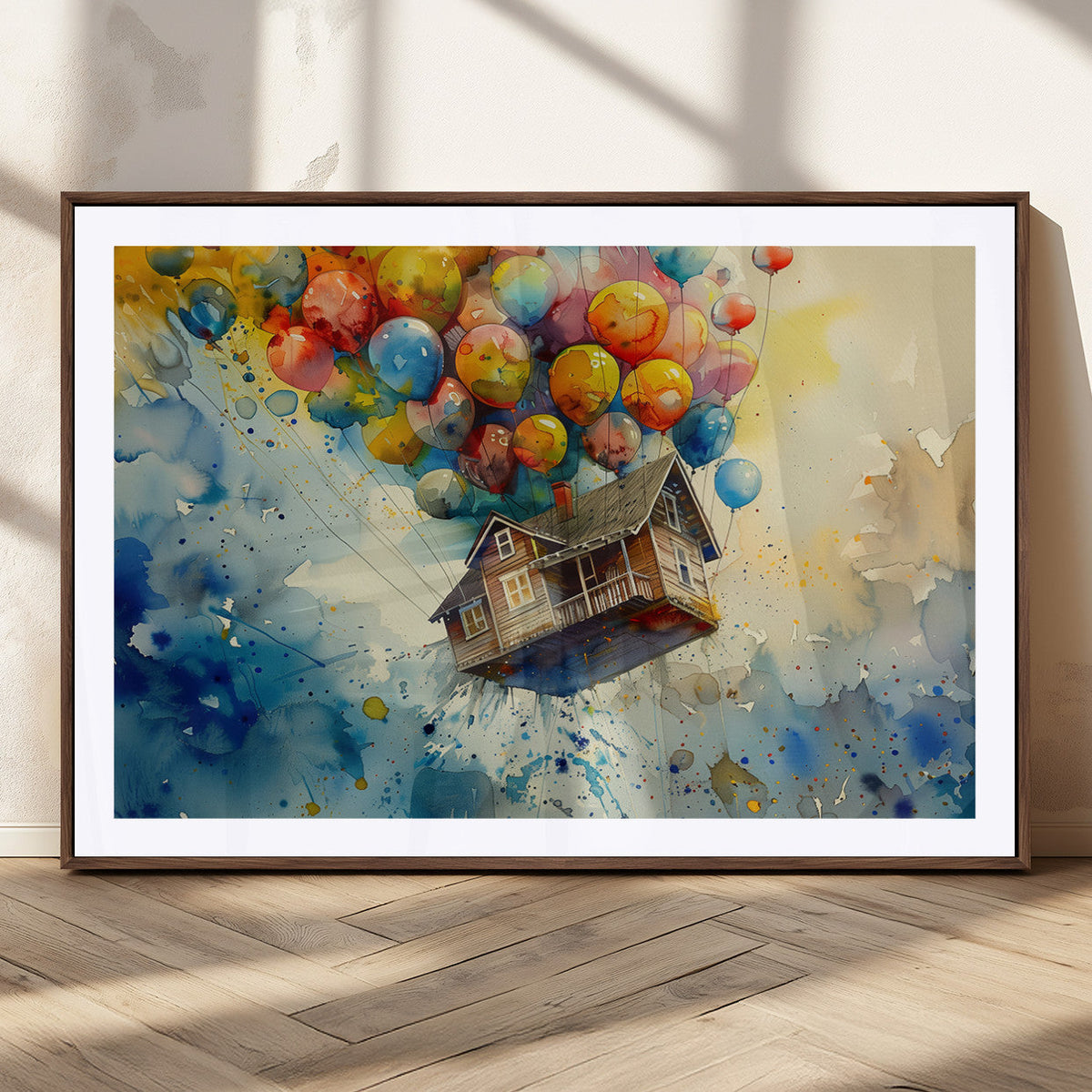 UP-Inspired Floating House with Balloons Canvas Art –