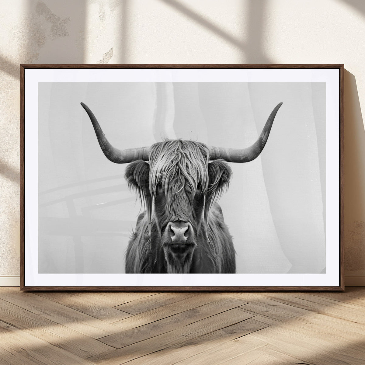 Highland Wall Art Canvas Print – Minimalist Black and White