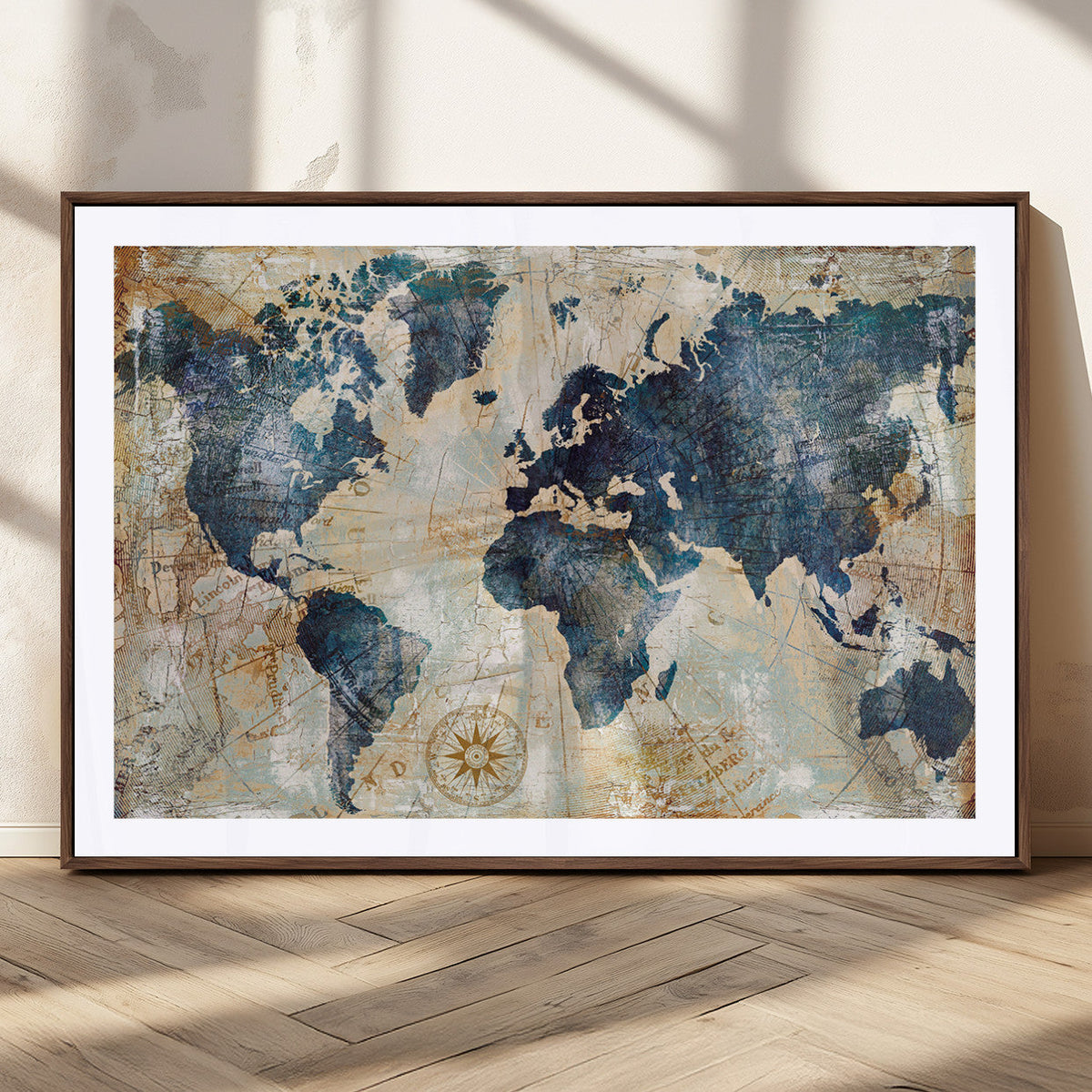 World Map Canvas Print – Framed Wall Art for Couples,