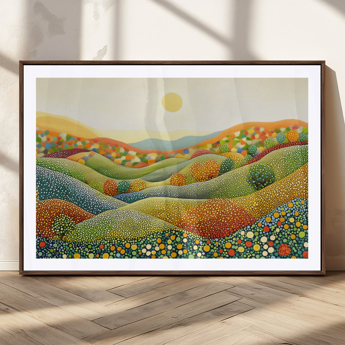 YAYOI KUSAMA Wall Art - Colorful Dot Art Landscape Canvas,