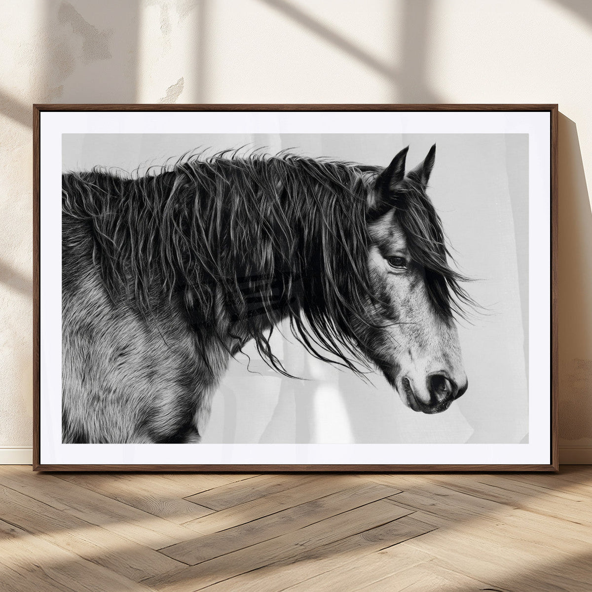 Black Horse Wall Art Canvas Print – Elegant Farmhouse Decor