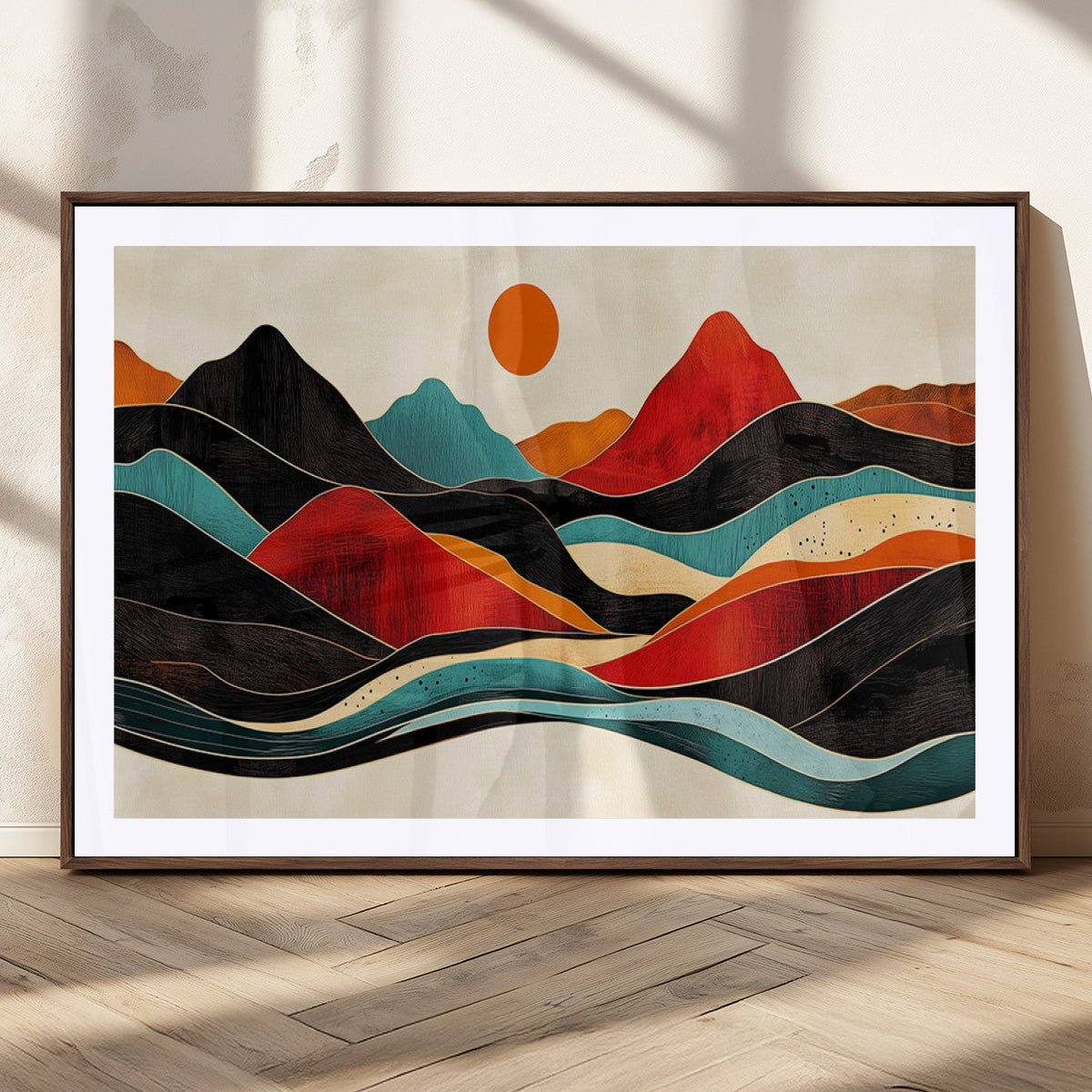 Western Wall Decor - Large Triptych Mountain Canvas - Boho