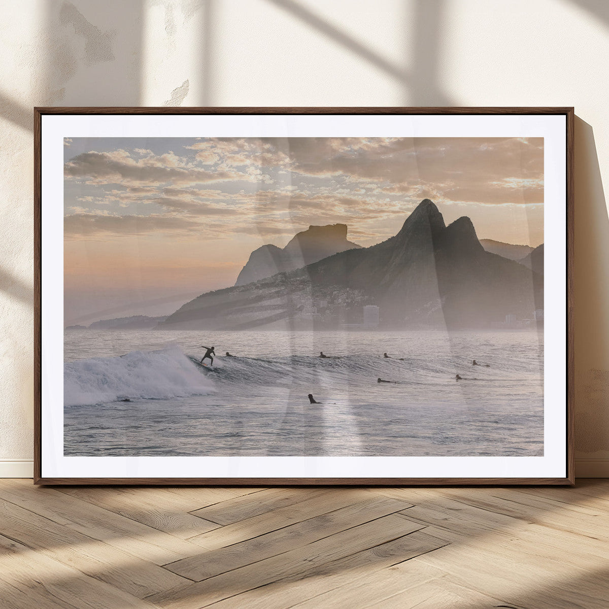 Sunset Surfing Wall Art Canvas Print – Framed Misty