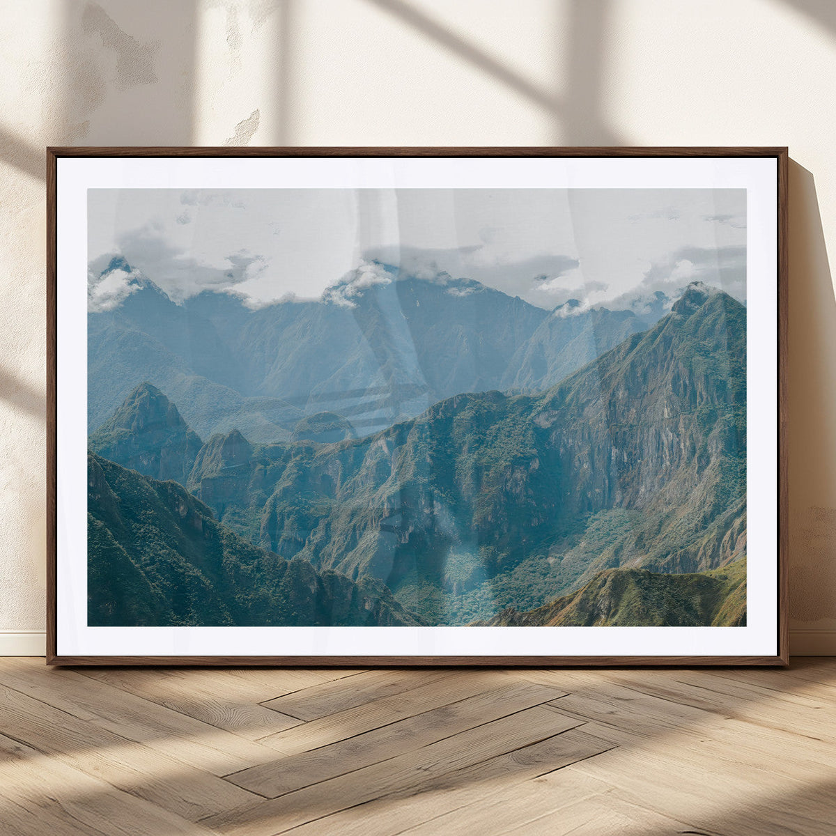 Misty Mountain Wall Art Canvas Print – Framed Cloudy Andean