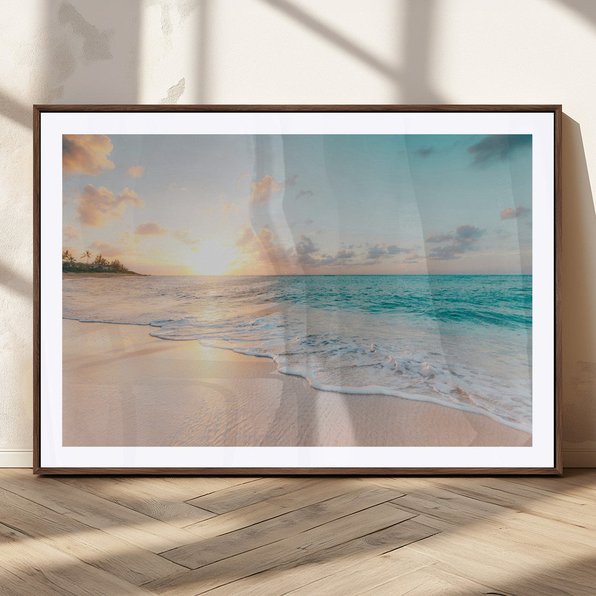 Beach Sunset Wall Art Canvas Print – Framed Ocean Waves