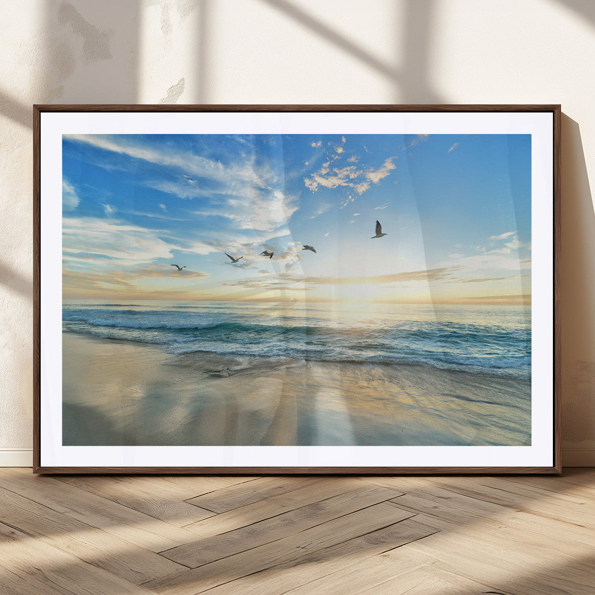 Minimalist Seaside Wall Art Canvas Print – Morning Glow