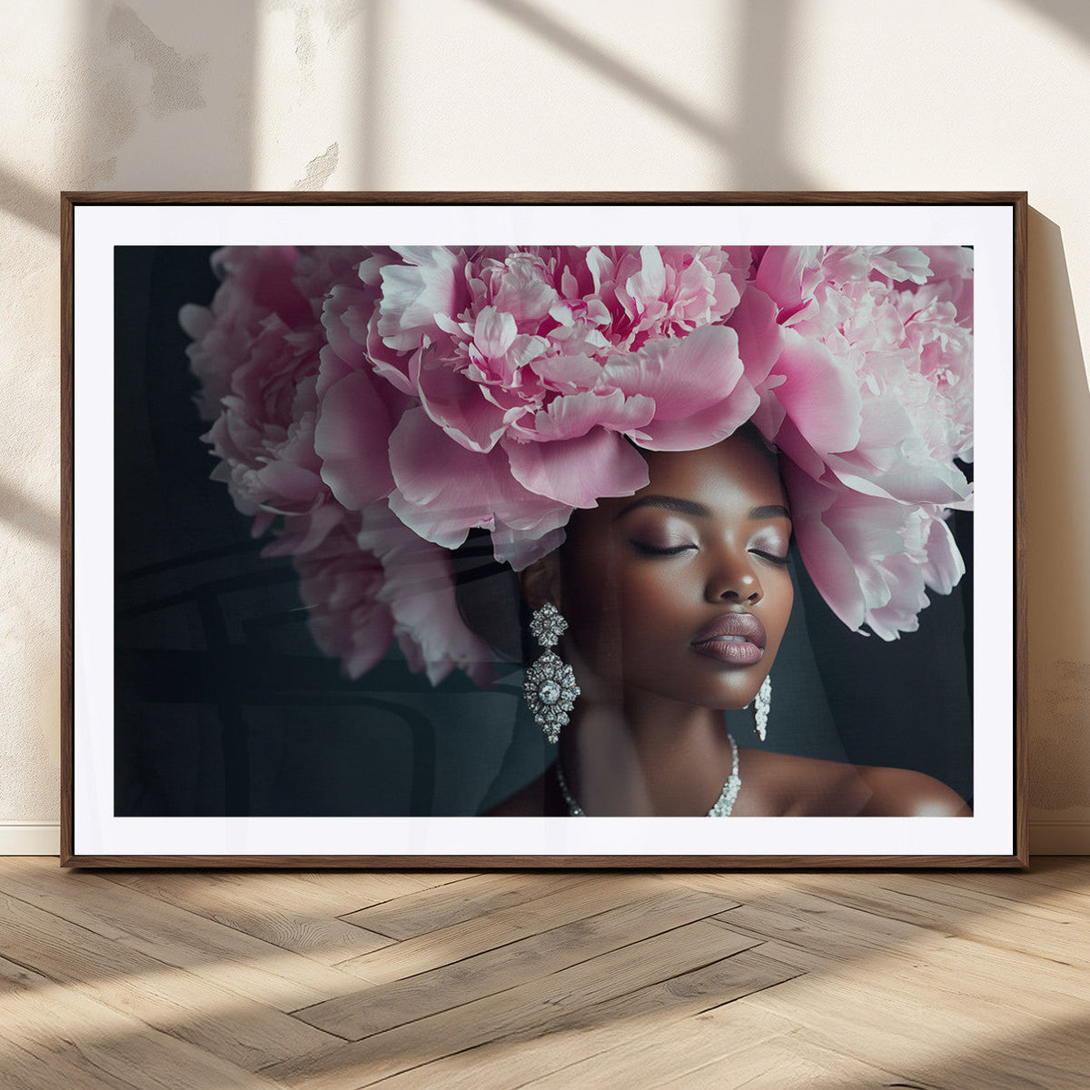 Black Beauty Petal Crown Wall Art Canvas Print – Floral