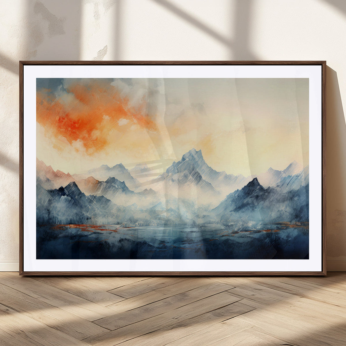 Warm Clouds Abstract Mountain Wall Art Canvas Print