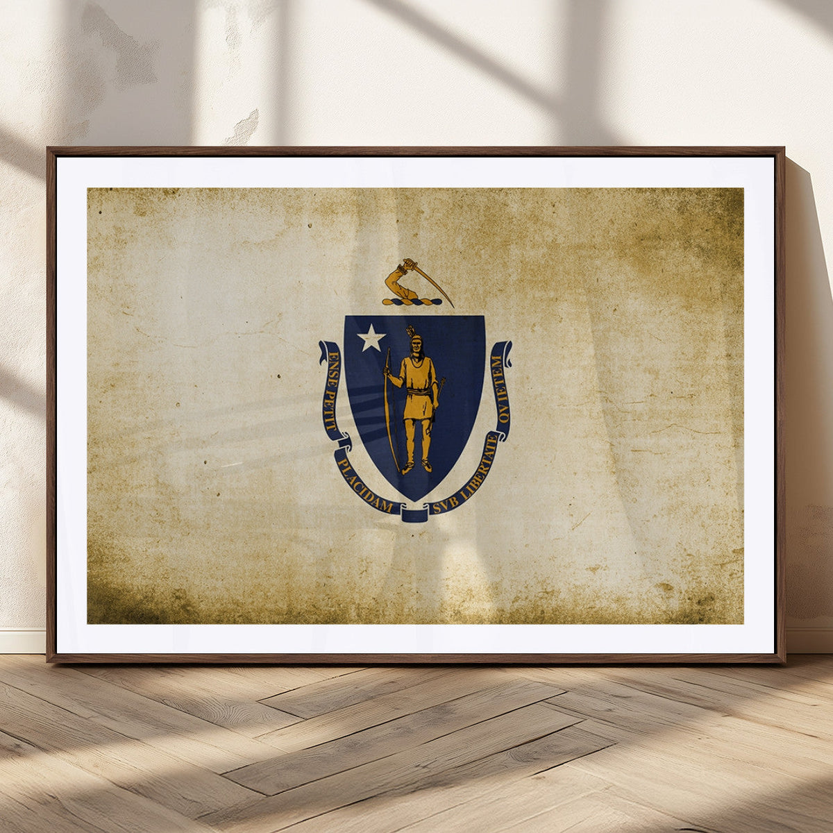 Massachusetts Flag Wall Art Canvas Print