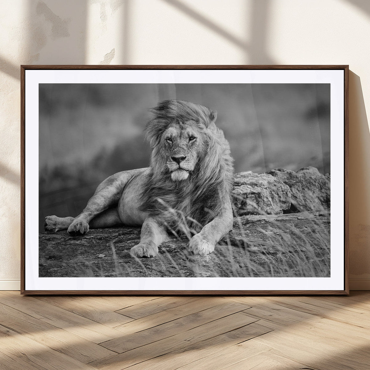 King Forest Lion Wall Art Canvas Print – Framed Majestic