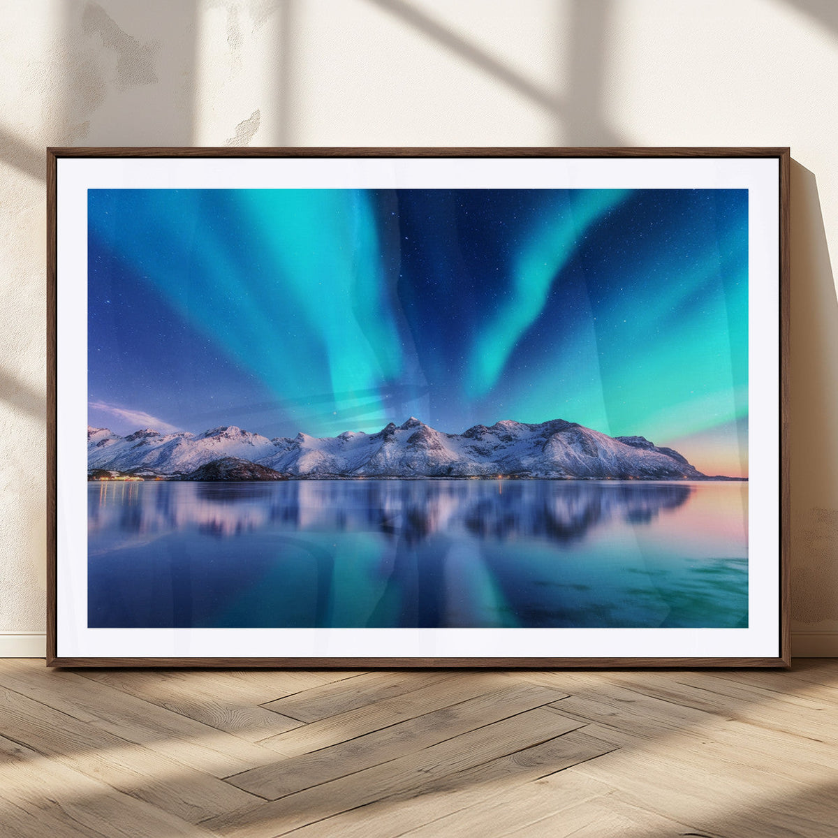 Northern Lights above Mountain Wall Art, Northern Lights