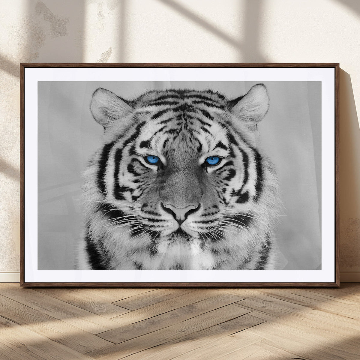 Black and White Tiger Wall Art Animal Canvas Print