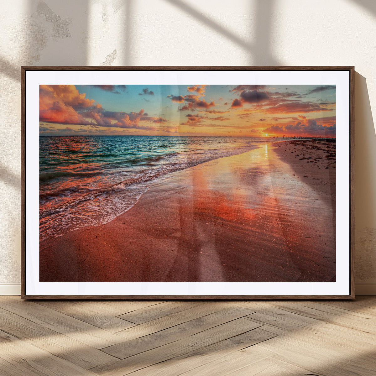 Sunset Beach Wall Art | Ocean Canvas Print | Coastal Wall
