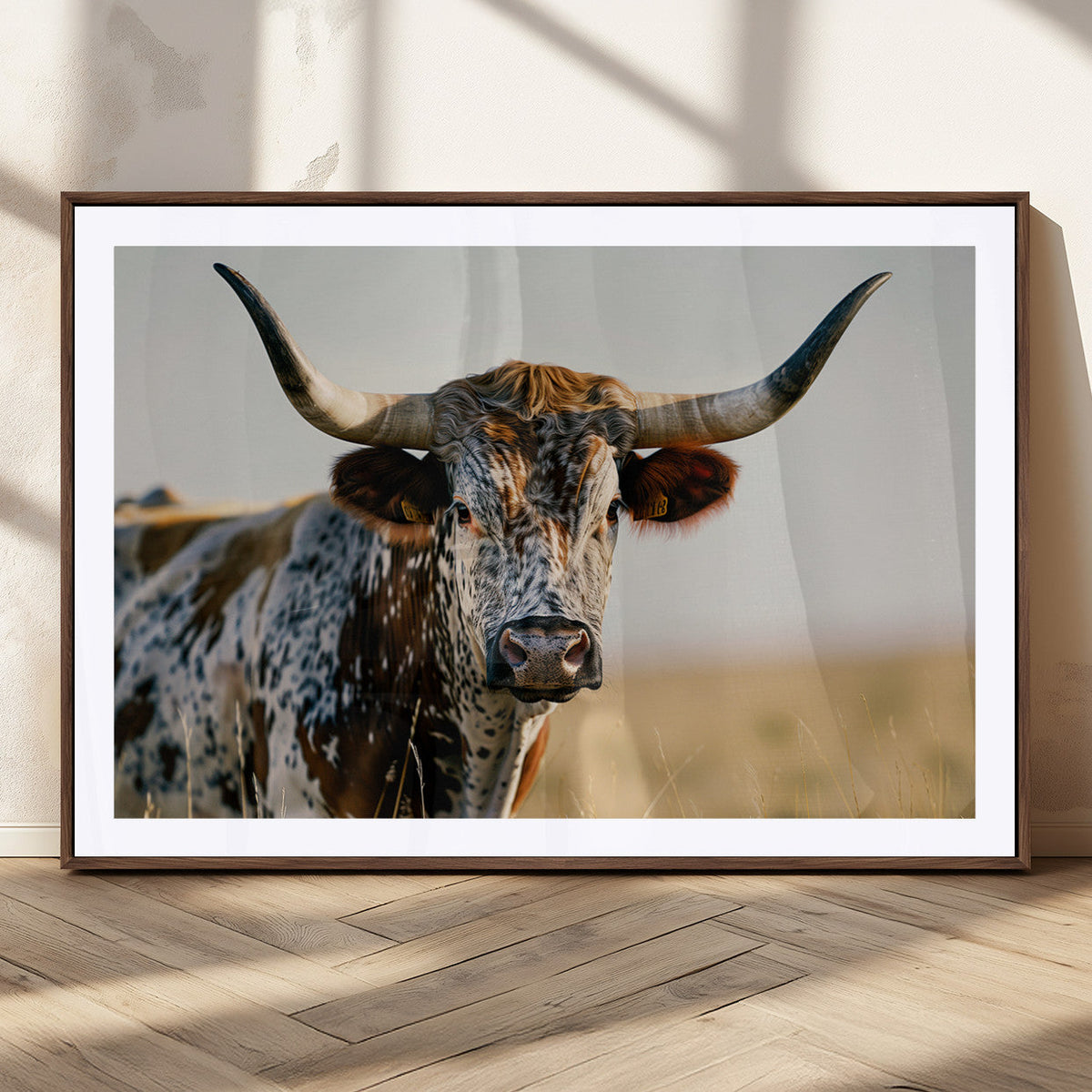 Texas Bull Longhorn Wall Art Canvas Print for Farm House