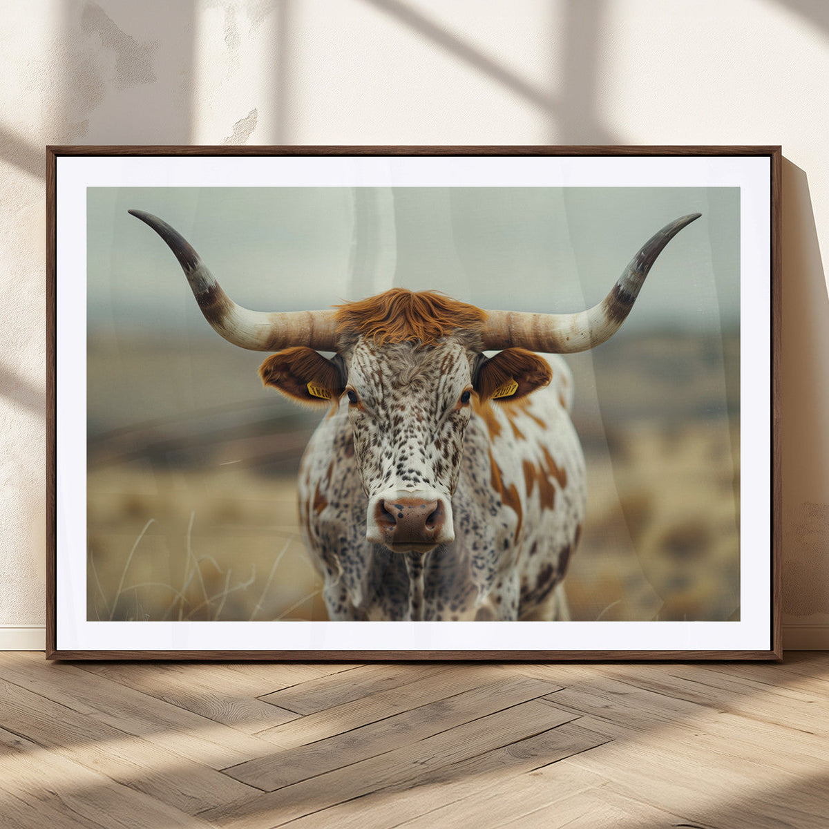 Texas Cow Longhorn Wall Art Canvas Print for Farm House Wall
