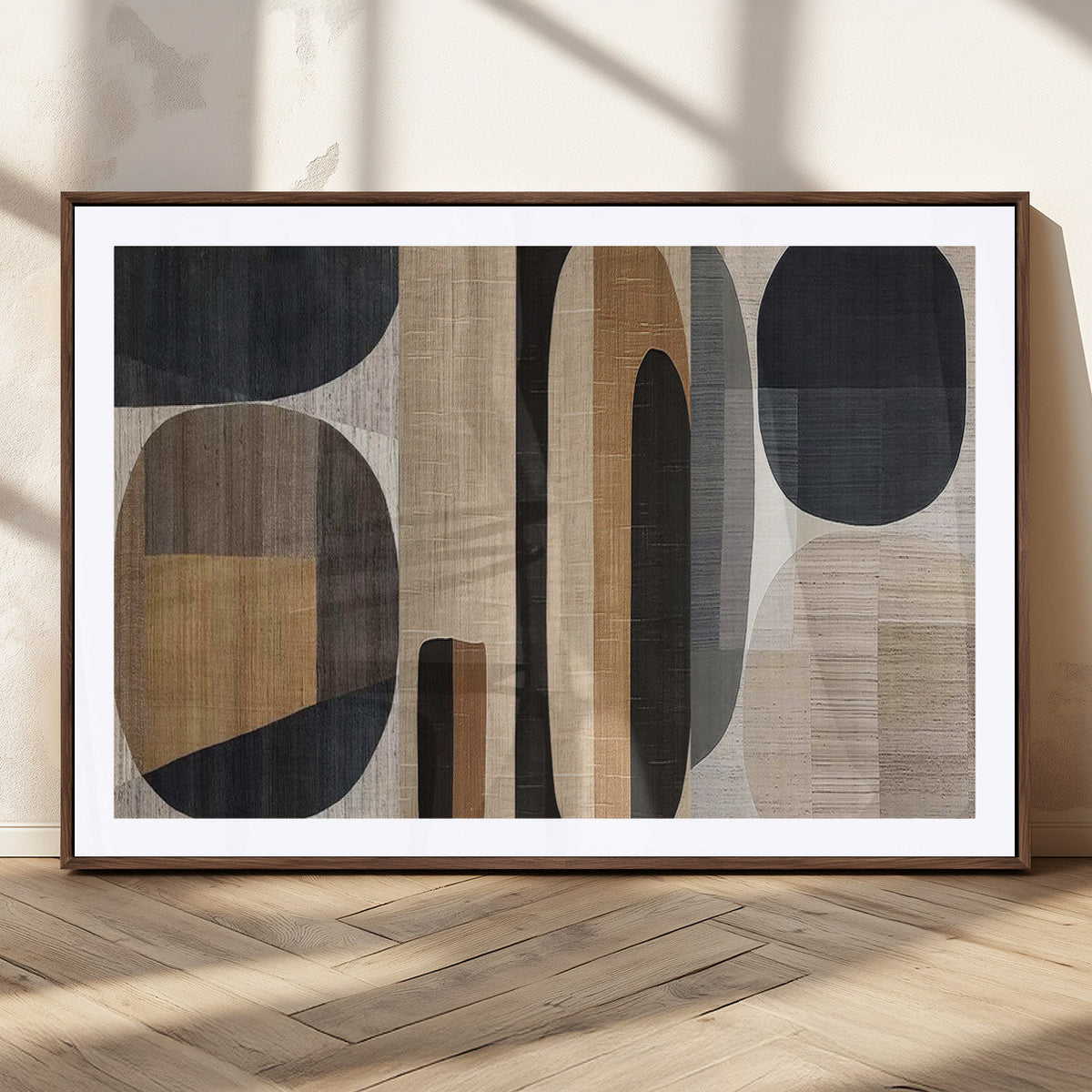 Abstract Minimalist Canvas Wall Art - Neutral Geometric
