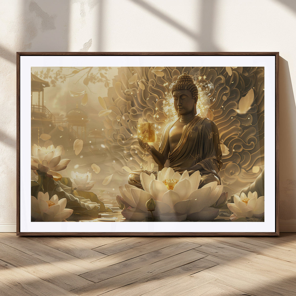 Golden Buddha Wall Art | Yoga Room Decor and Meditation Room