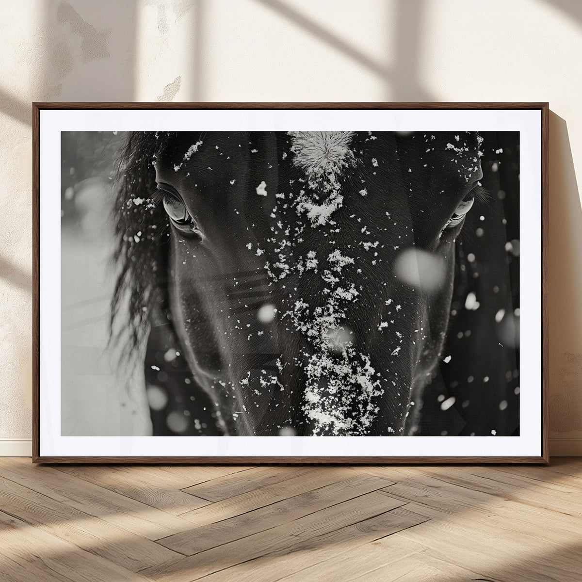 Winter Horse Snow Wall Art Canvas Print