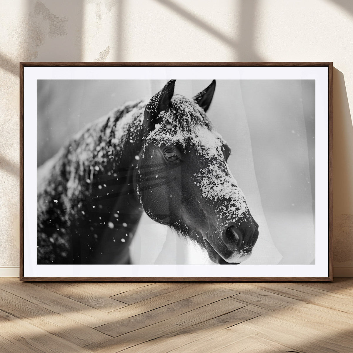 Horse Canvas Print - Winter Horse Snow Wall Art Canvas Print