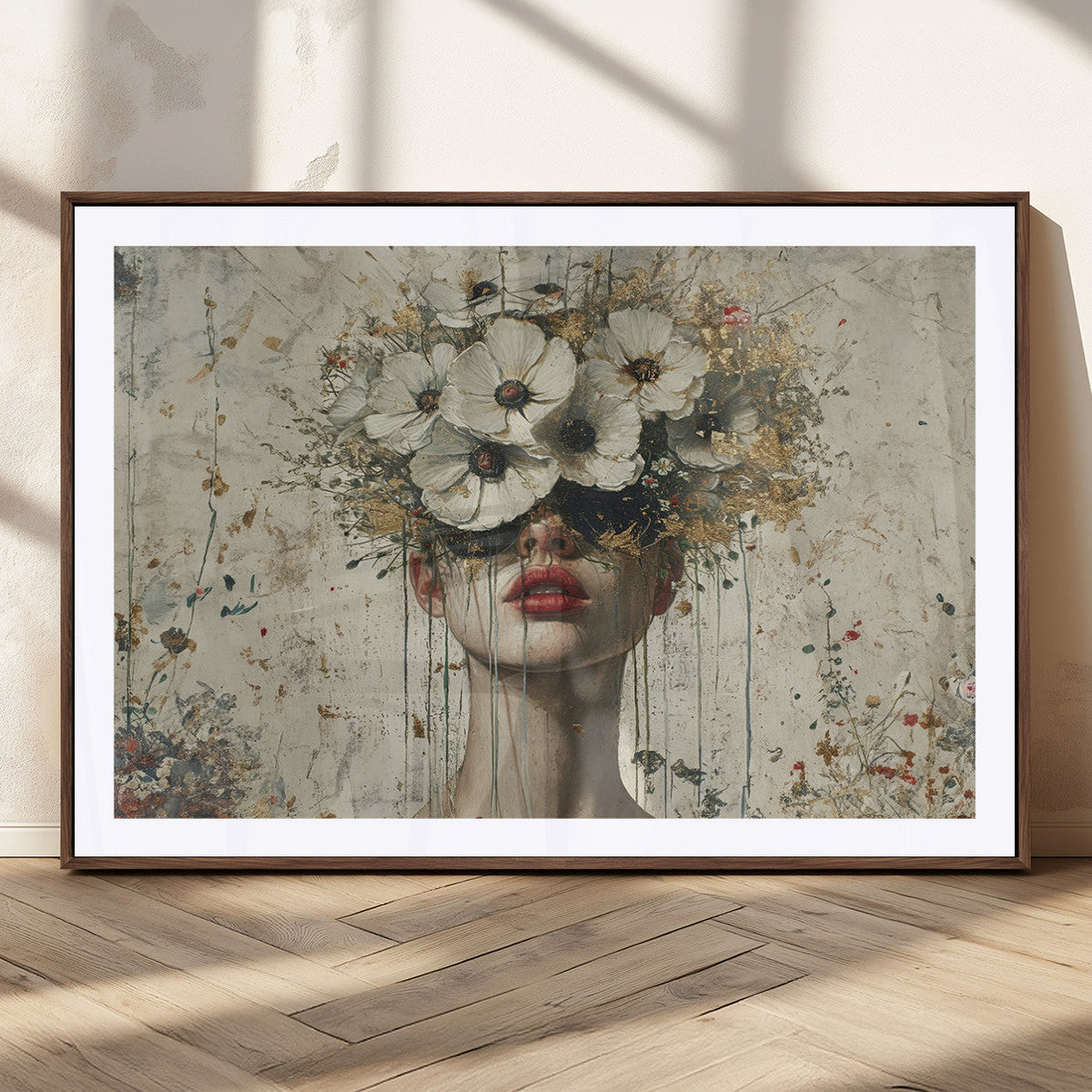Abstract Floral Women Patel Wall Art Canvas Print