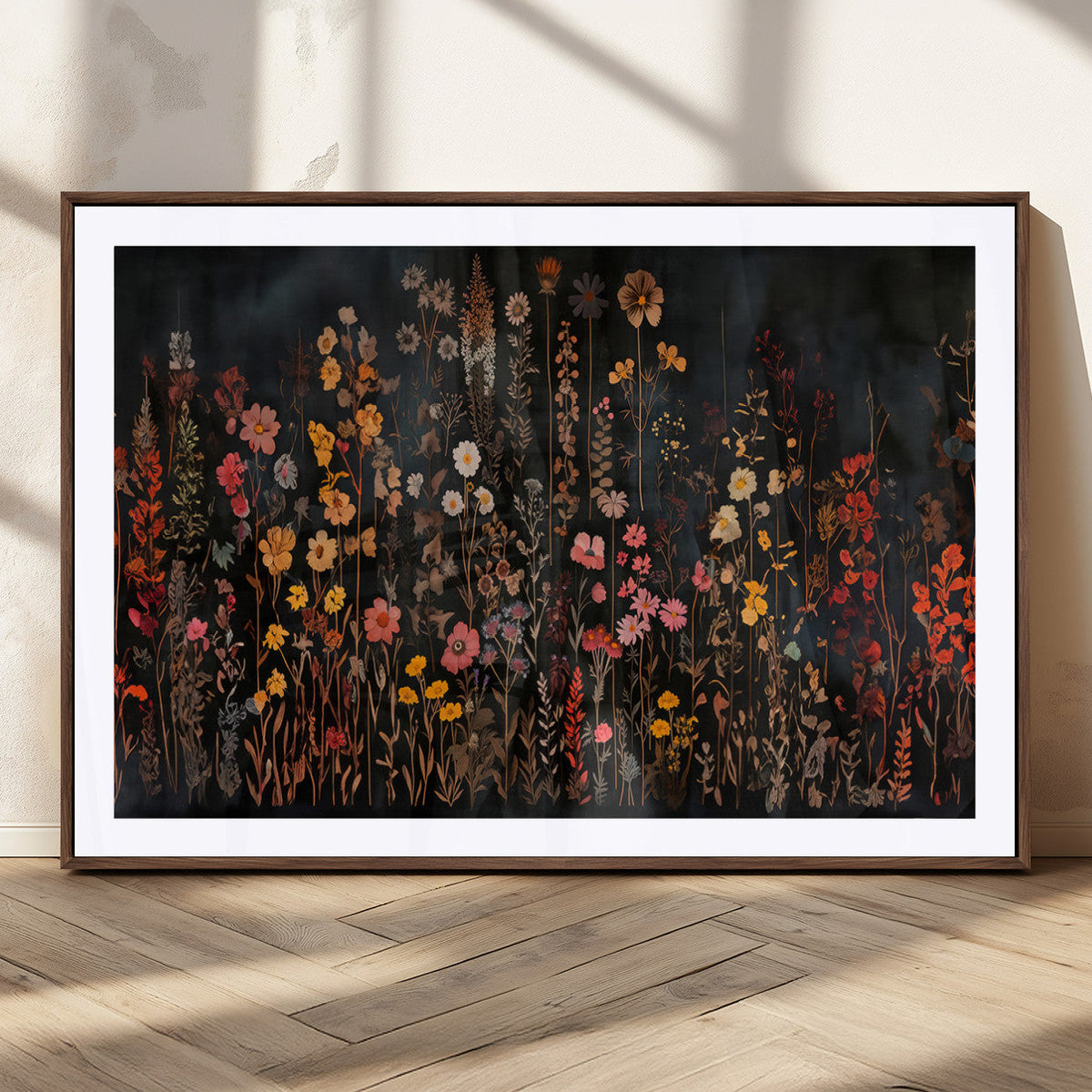 Large Floral Painting Print Illustration Flowers Canvas Wall
