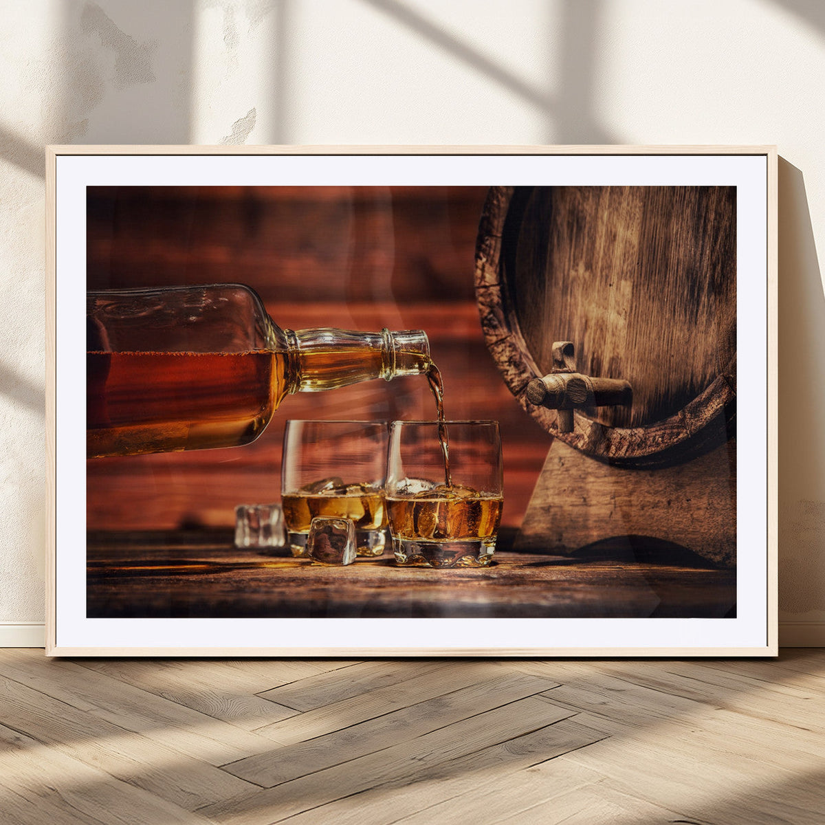 Whiskey and Cigar Canvas Wall Art | 3 Panel Bar Room Decor