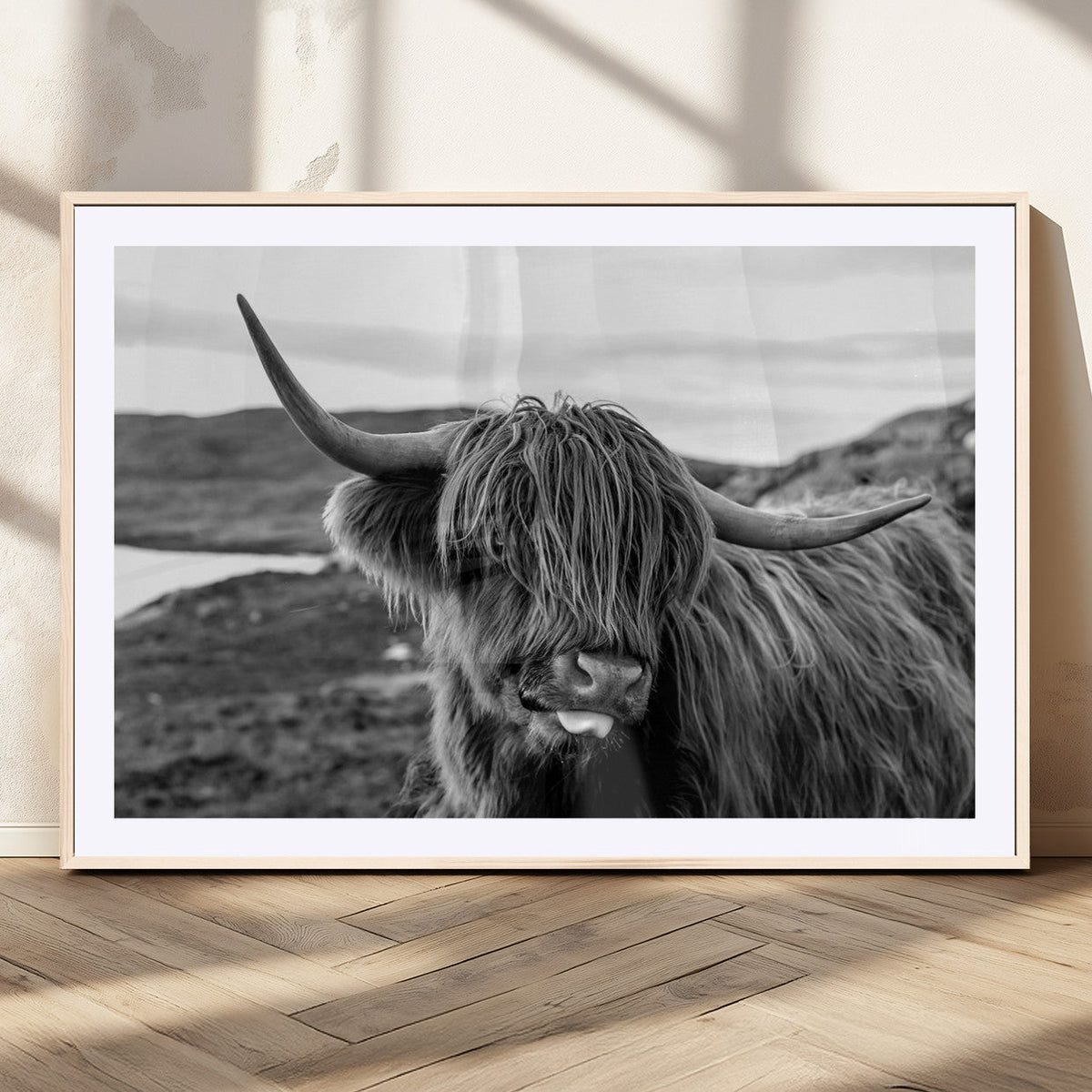 Longhorn Steer Canvas Print Wall Art, Highland Cow Canvas