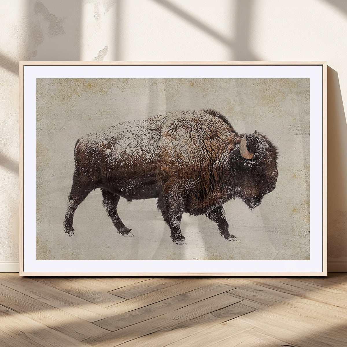 Buffalo Wall Art, Western Bison Canvas Print, Rustic Buffalo