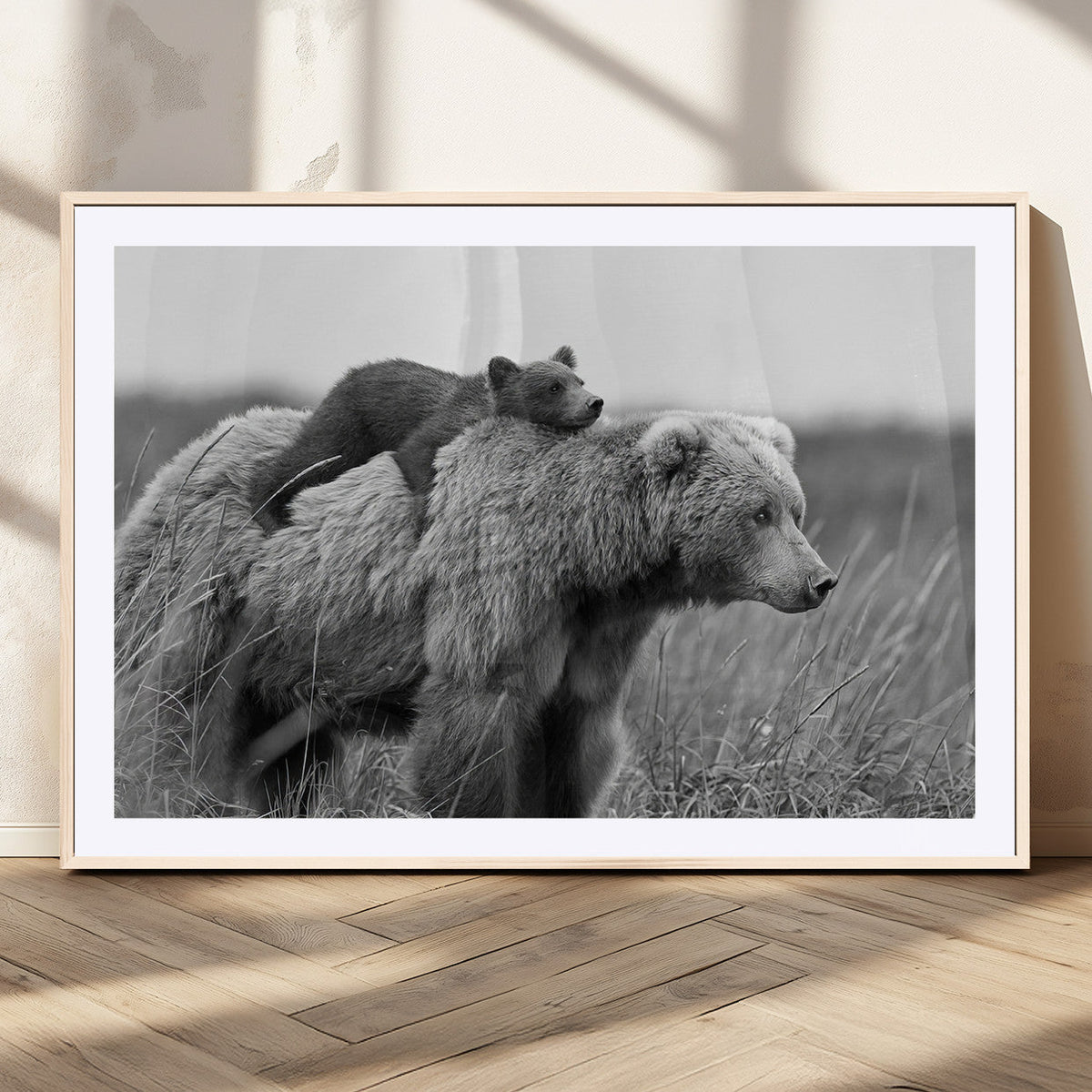 Bear and Cub Wall Art Canvas | 399 Bear Cub