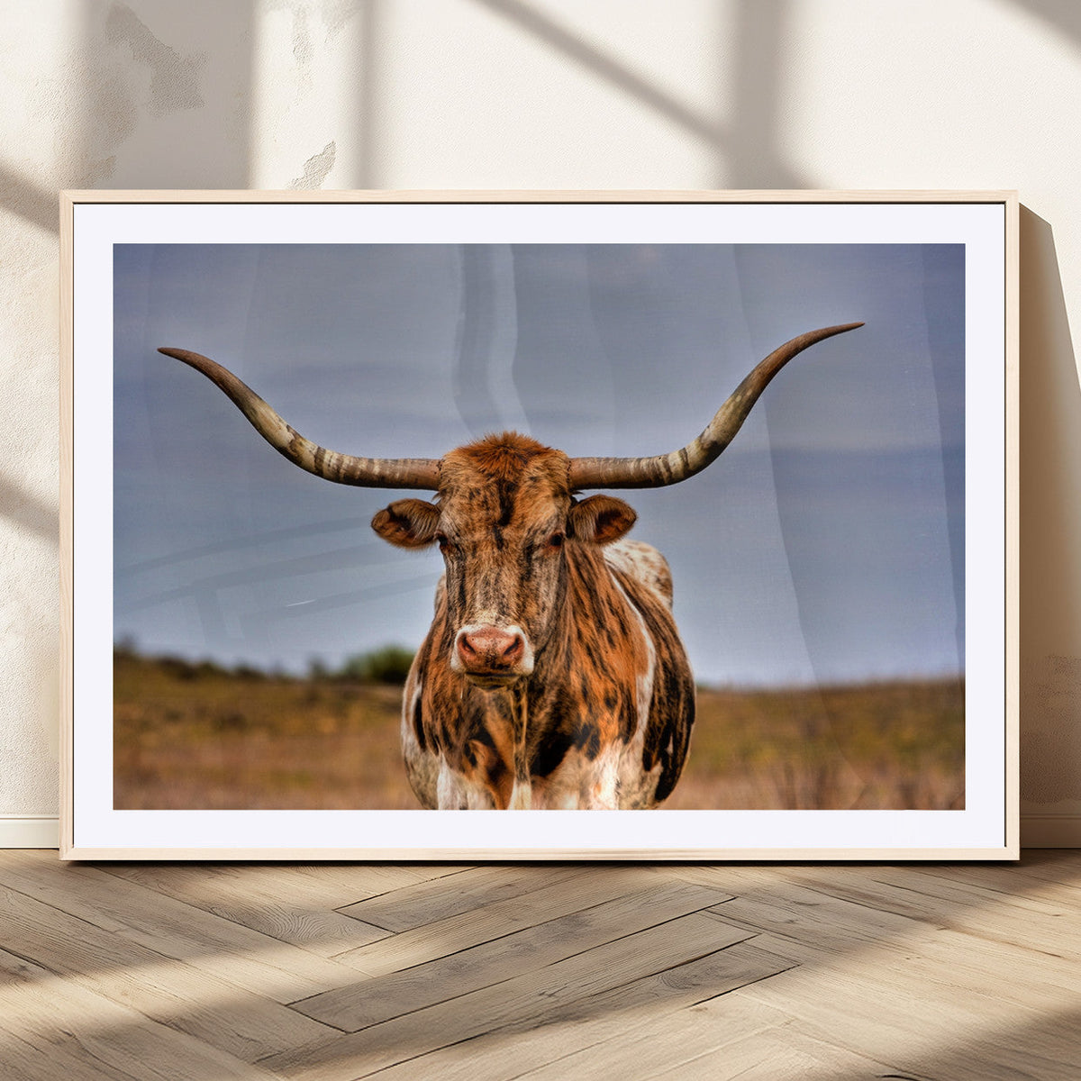 Texas Longhorn Wall Art Print, Framed Longhorn Cow Wall Art