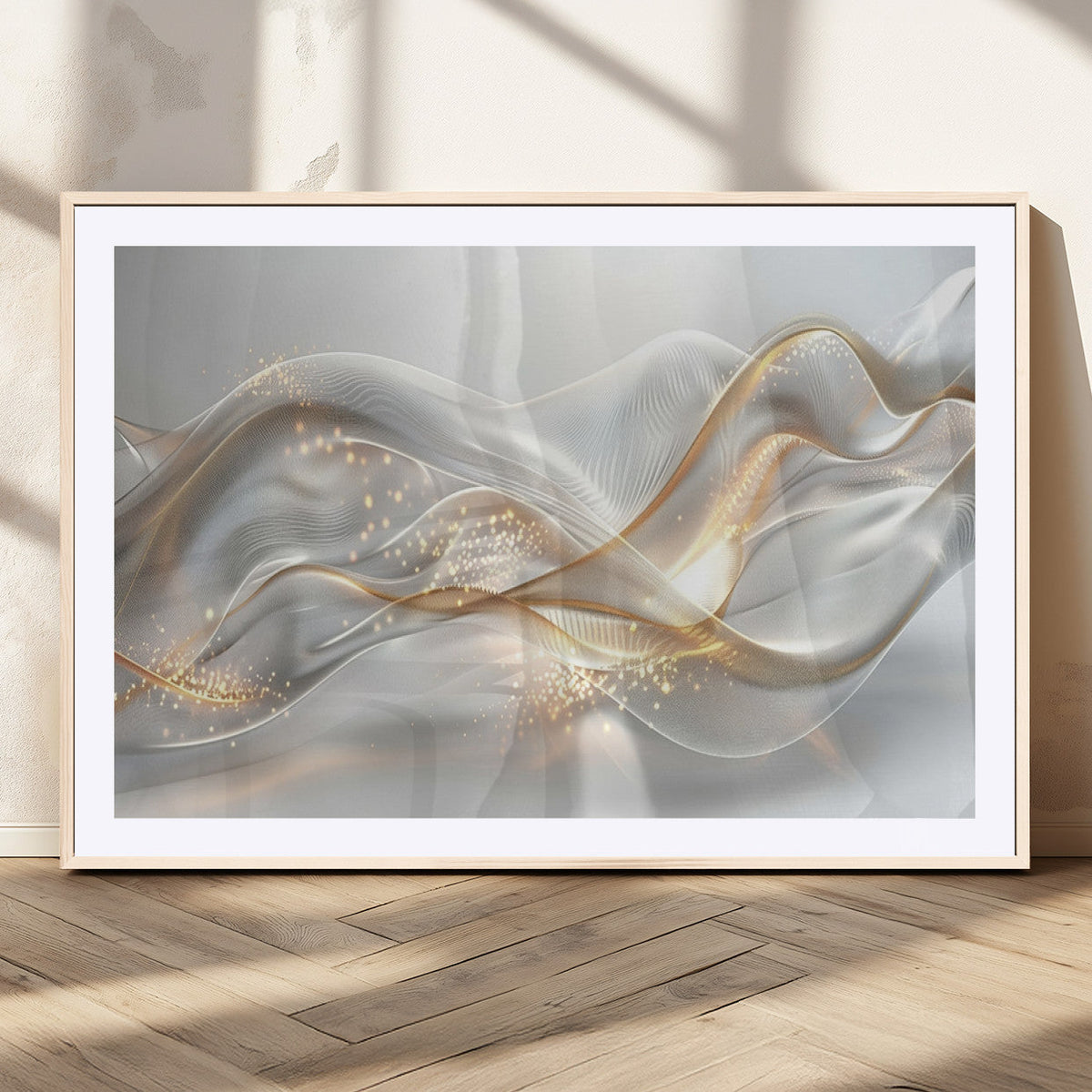 Abstract art Grey and Gold Lines Wall Art