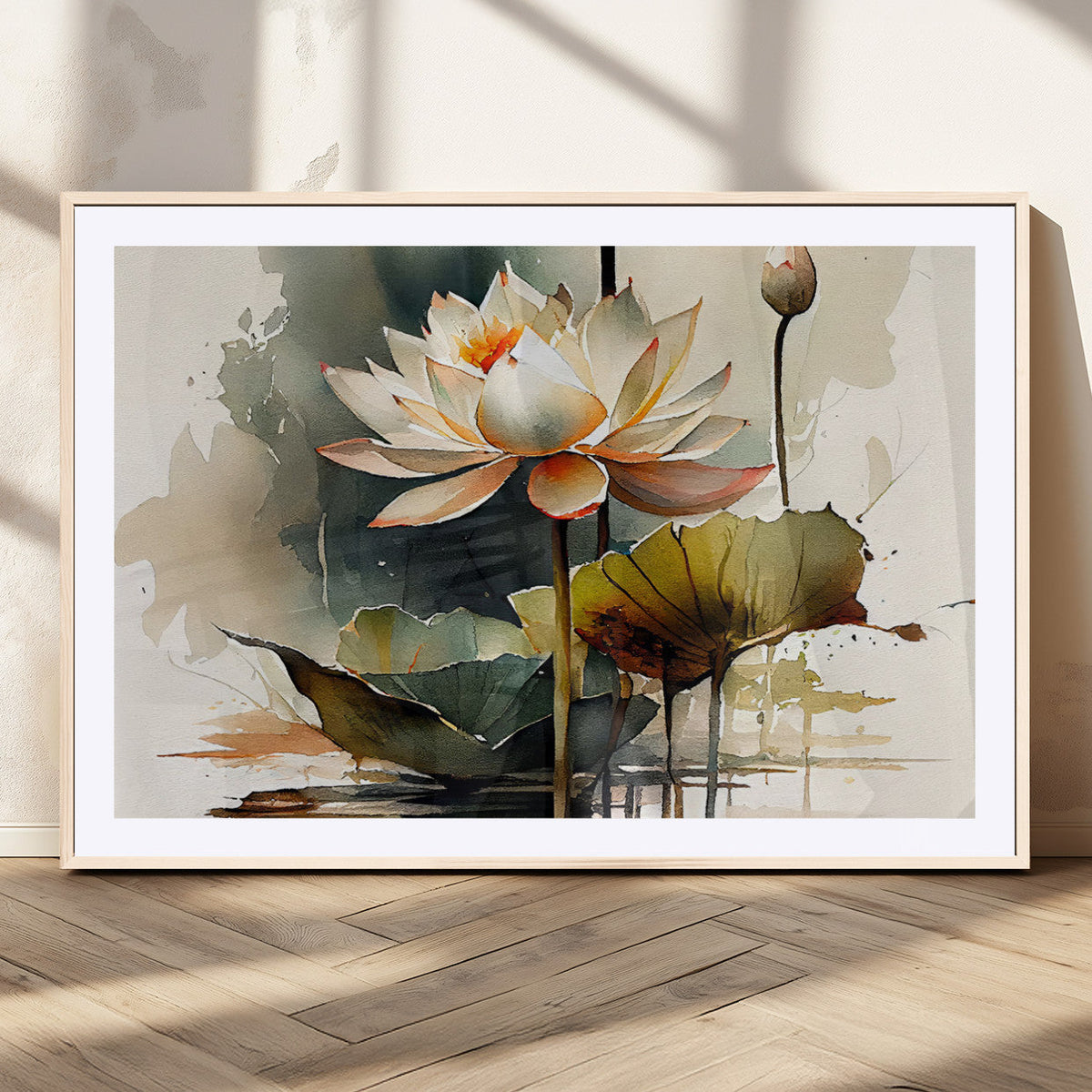 Lotus Flower Watercolor Canvas Print – A Symbol of Serenity