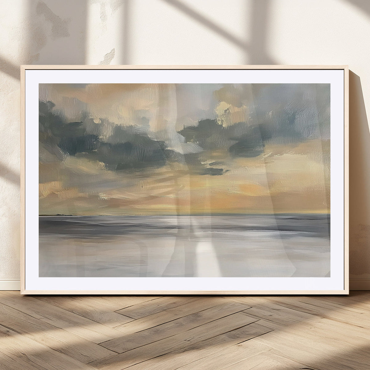 Modern Coastal Artwork with Vibrant Abstract Ocean Waves