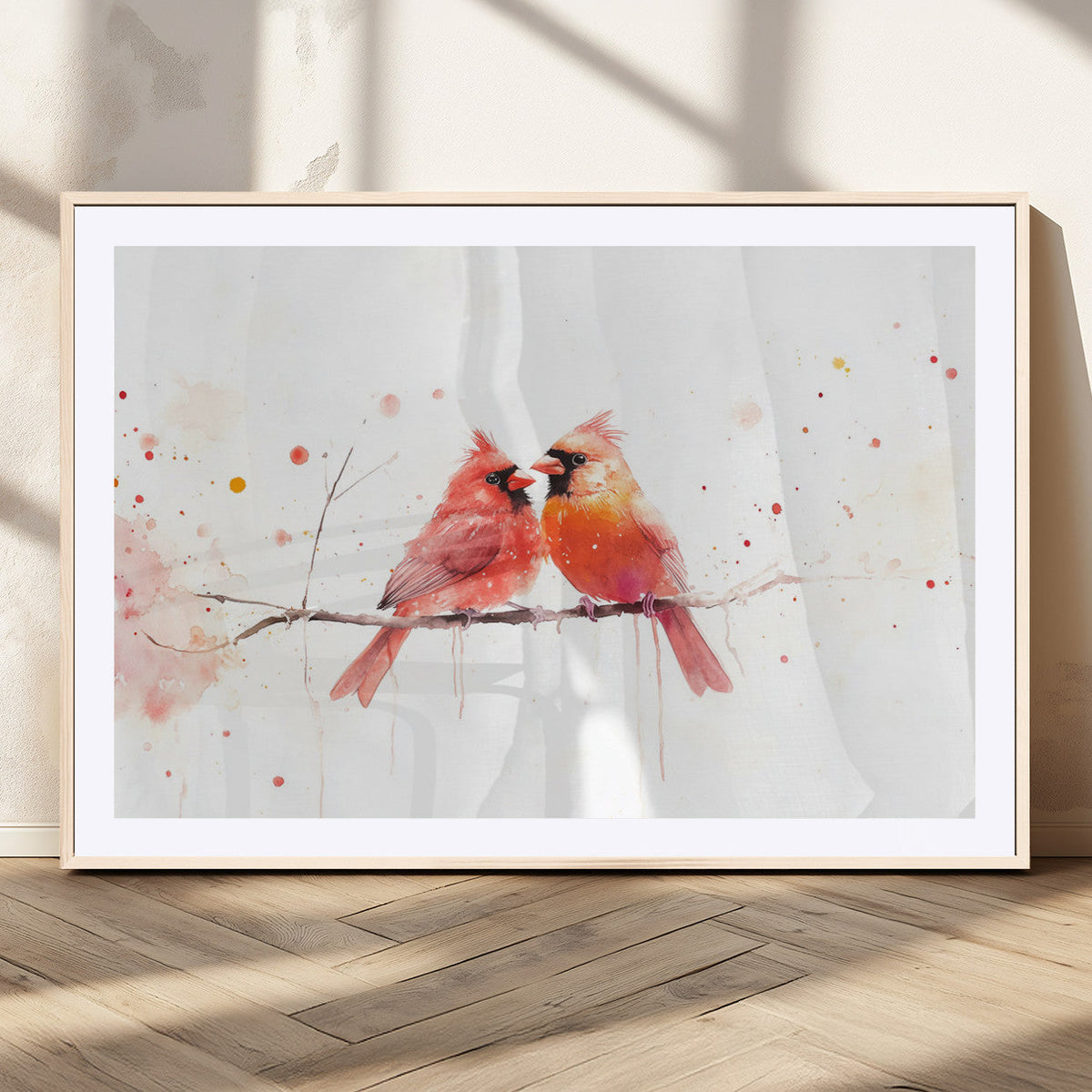 Cardinal Bird Canvas Wall Art - Male and Female Cardinal