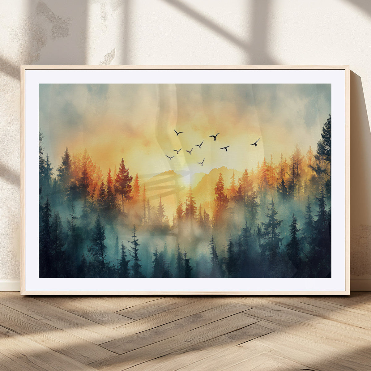 Abstract Forest Wall Art Print- Serene Nature Canvas Print