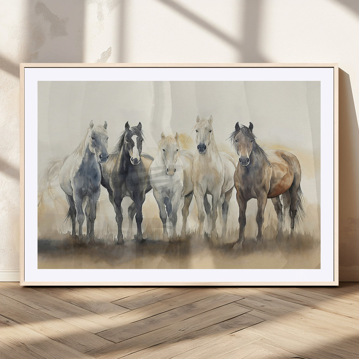 Wild Horses Wall Art Canvas Print, Framed Running Horses Art