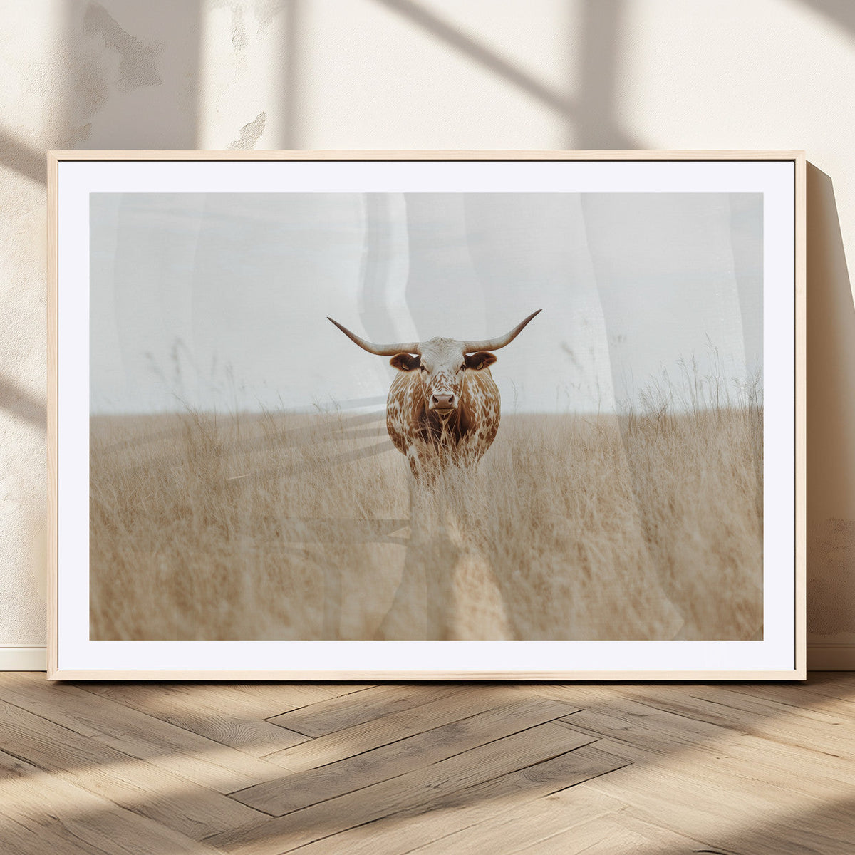 Texas Longhorn Wall Art Canvas Print – Framed Lone Cattle