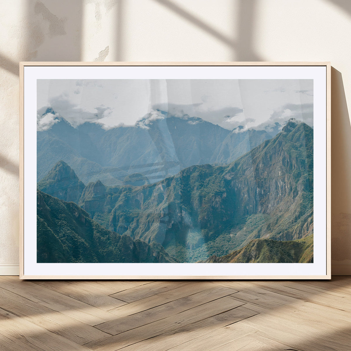 Misty Mountain Wall Art Canvas Print – Framed Cloudy Andean
