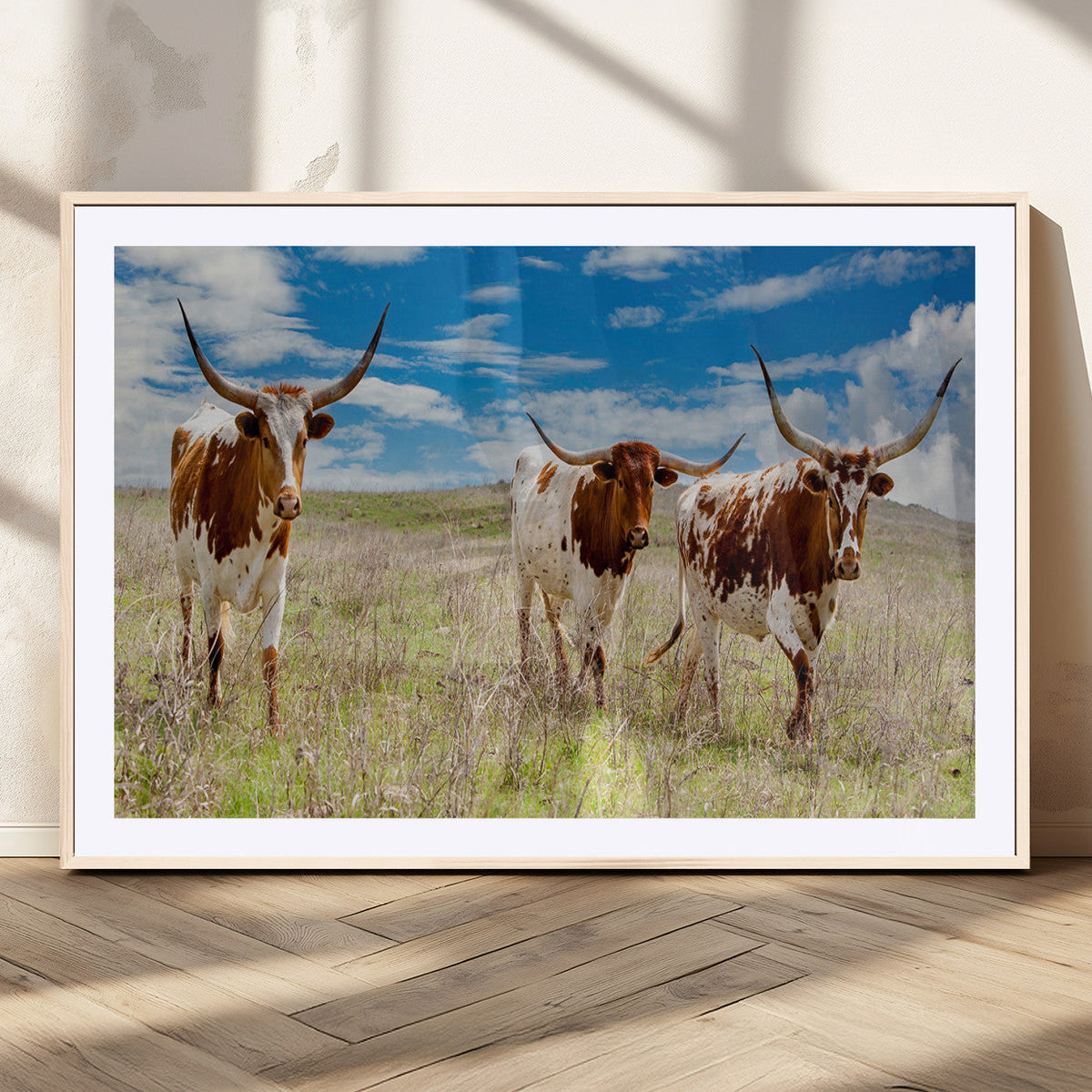 Texas Longhorn Wall Art Canvas Print – Framed Western Decor