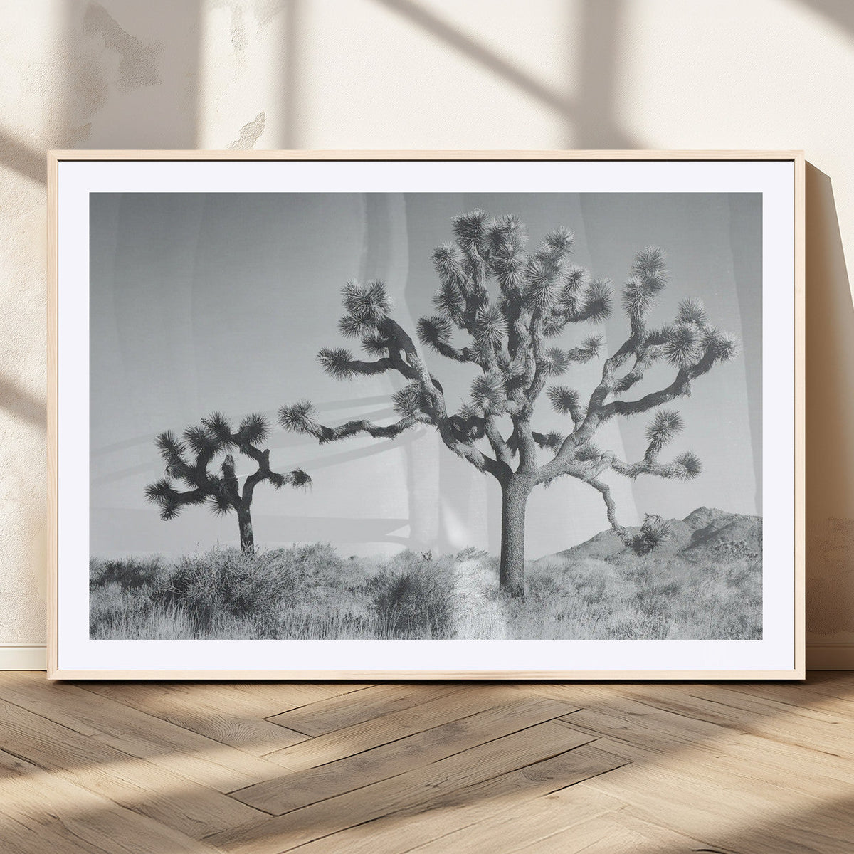 Joshua Tree Wall Art Canvas Print – Black and White Desert